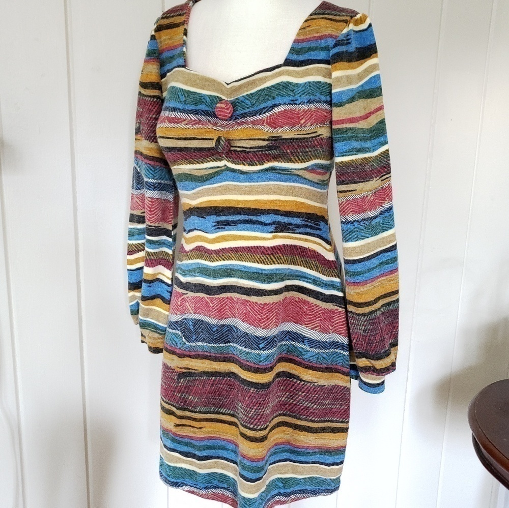 Pants Store Sweater Dress Size Medium Multi Color Long Sleeve Knit Fall Winter — image 4 of 8